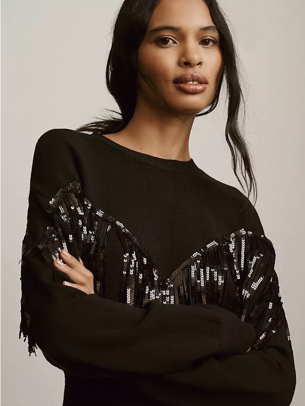 By Anthropologie Sequin Fringe
Pullover Sweater